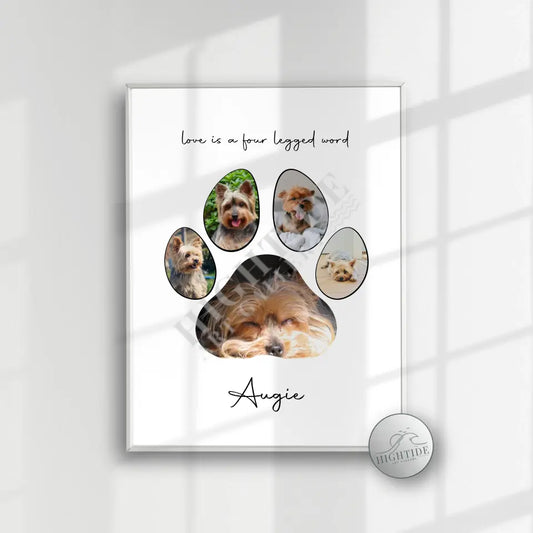Personalized Paw Print Pet Photo Collage Print