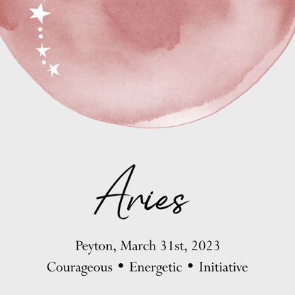 Personalized Aries Zodiac Constellation Print