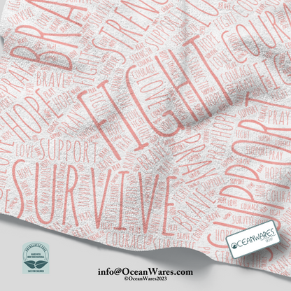 Pink Inspirational Washcloth for Cancer Warriors - Comfort and Empowerment in Every Use.