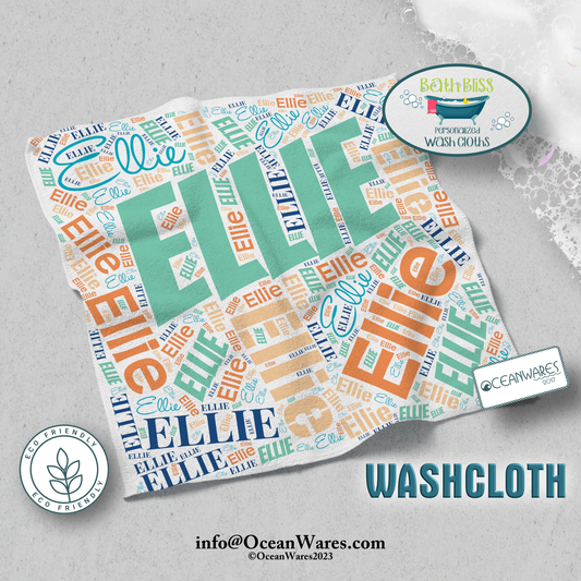 Personalized Kids Custom Washcloth with Name - Fun and Eco-Friendly Bath Time.
