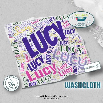 Personalized Name Kids Custom Washcloth with Name - Fun and Eco-Friendly Bath Time.