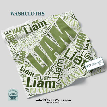 Personalized Kids Custom Washcloth with Name - Fun and Eco-Friendly Bath Time.