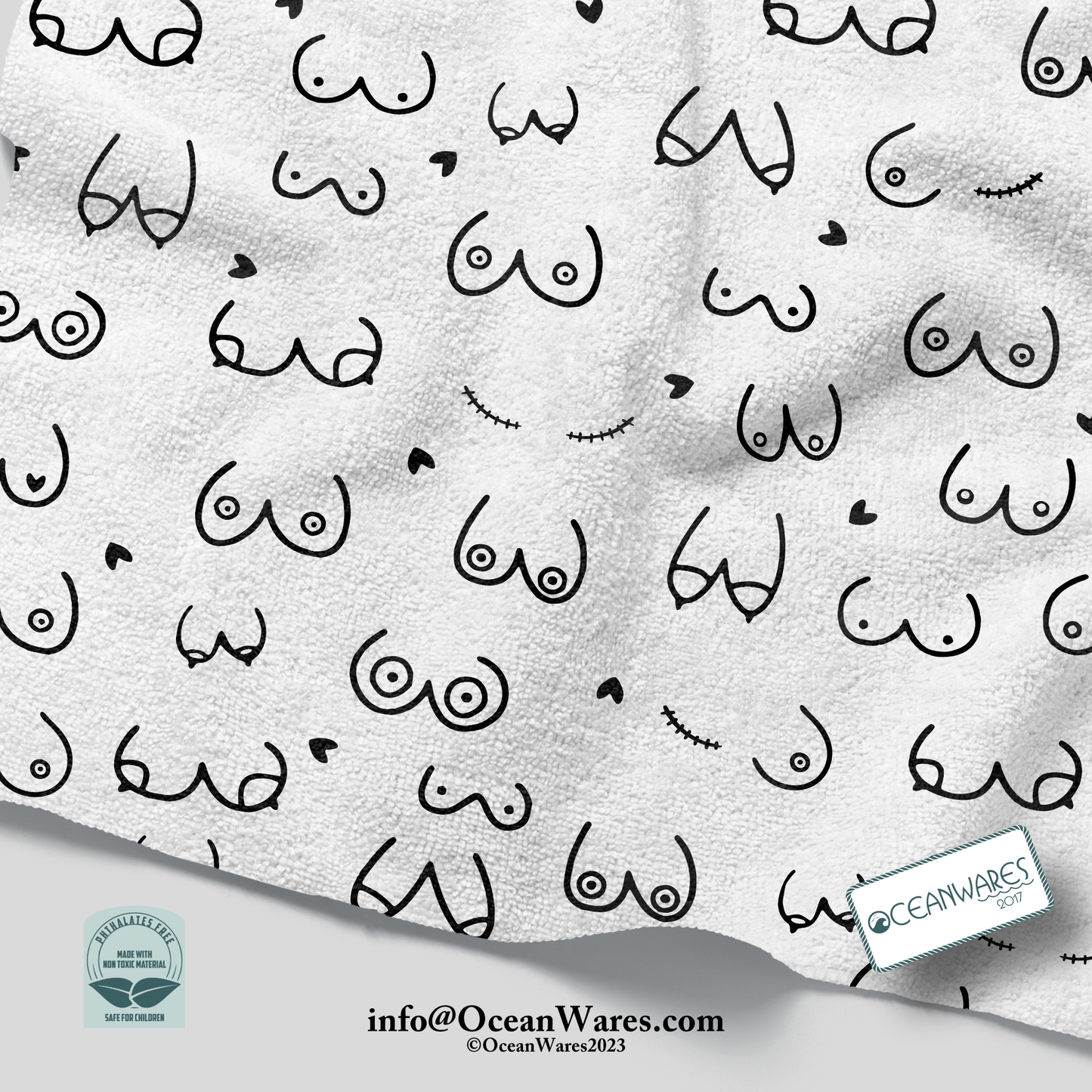 Mastectomy Boobies from the Cheeky Clean Washcloth Collection, Body Empowerment, Hand-Drawn Line Art,