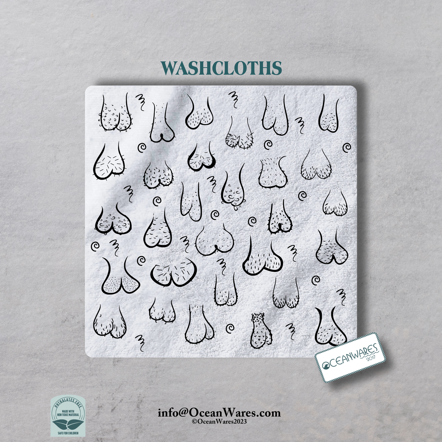 Hairy Balls from the Cheeky Clean Washcloth Collection, Body Empowerment, Hand-Drawn Line Art,