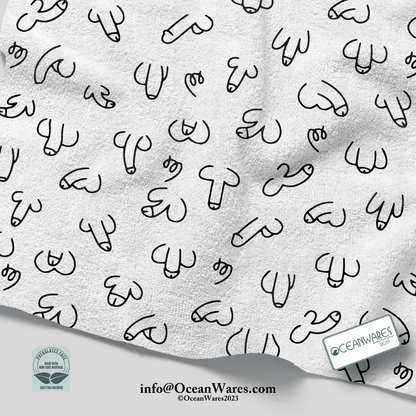 Penis from the Cheeky Clean Washcloth Collection, Body Empowerment, Hand-Drawn Line Art,