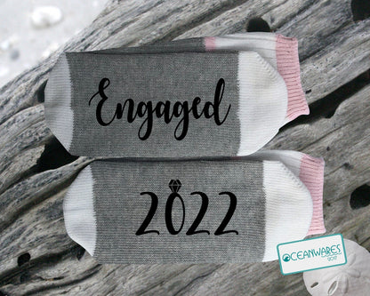 Engaged 2022, Engagement Gift, SUPER SOFT NOVELTY WORD SOCKS.