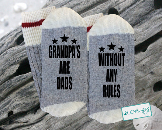 Grandpa's are dads, without any rules, SUPER SOFT NOVELTY WORD SOCKS.