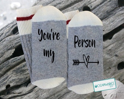You're my person, Grey's Anatomy, SUPER SOFT NOVELTY WORD SOCKS.
