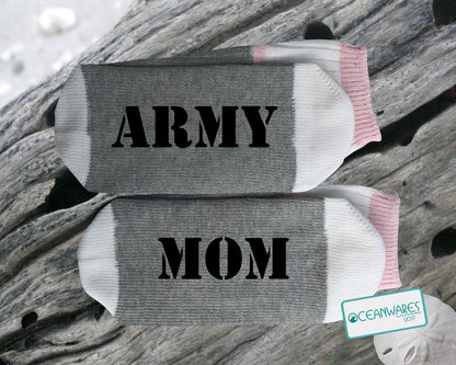 Army Mom, SUPER SOFT NOVELTY WORD SOCKS.