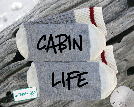 Cabin Life, SUPER SOFT NOVELTY WORD SOCKS.