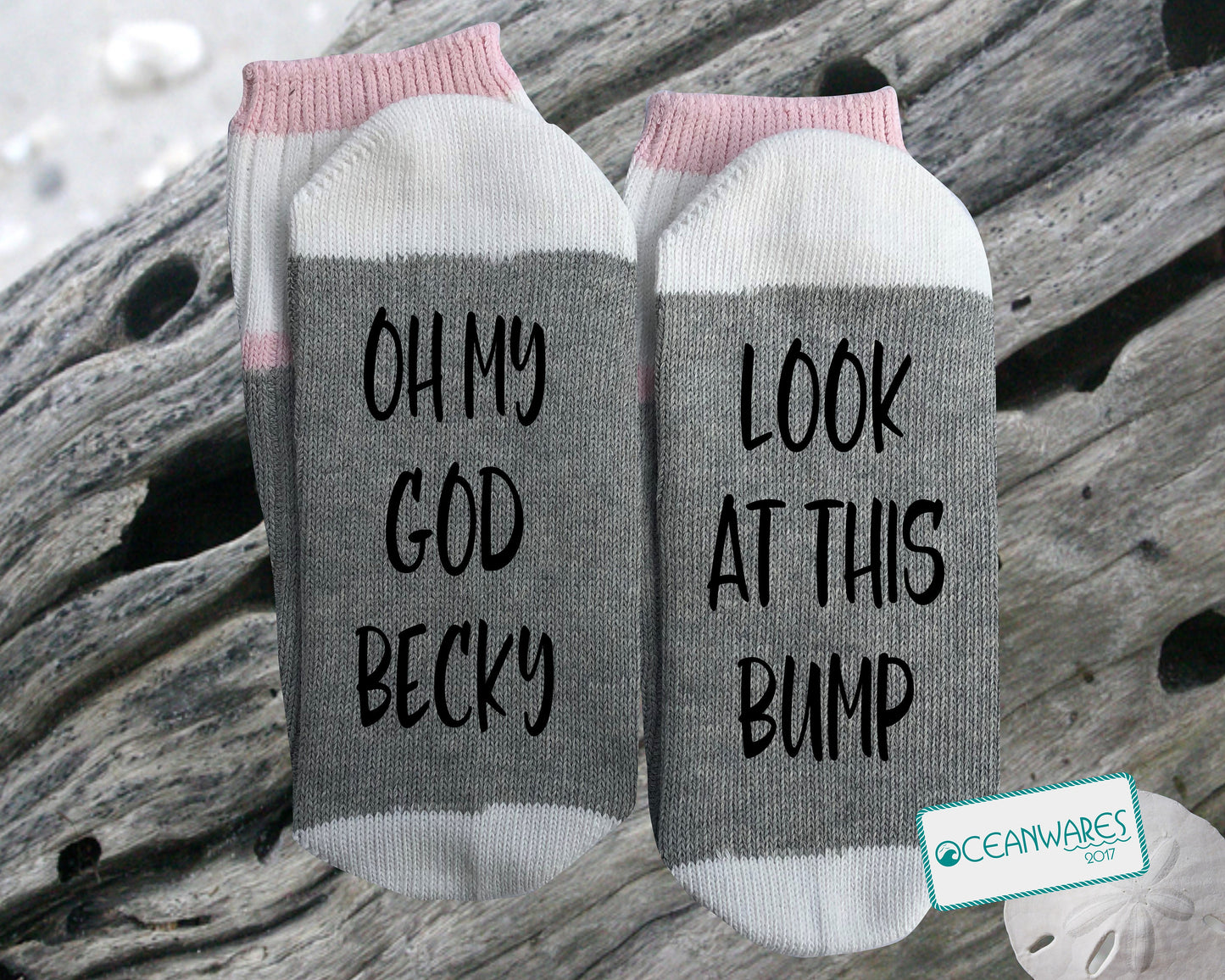 Pregnancy, Mom to be, Oh My God Becky, Look at this bump, SUPER SOFT NOVELTY WORD SOCKS.