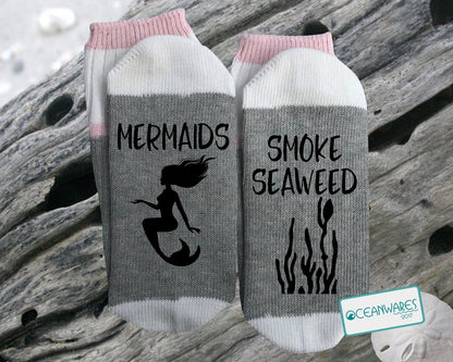 Mermaids Smoke Seaweed, SUPER SOFT NOVELTY WORD SOCKS.