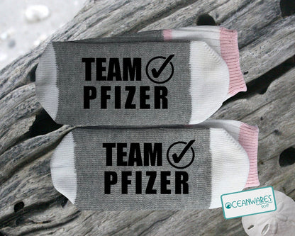 Team Pfizer, SUPER SOFT NOVELTY WORD SOCKS.