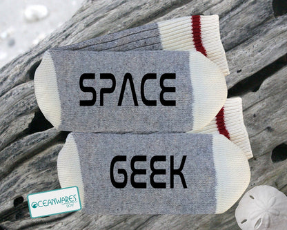 Space Geek, SUPER SOFT NOVELTY WORD SOCKS.