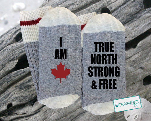 Canadian SOCKS, True north strong and free, SUPER SOFT NOVELTY WORD SOCKS.