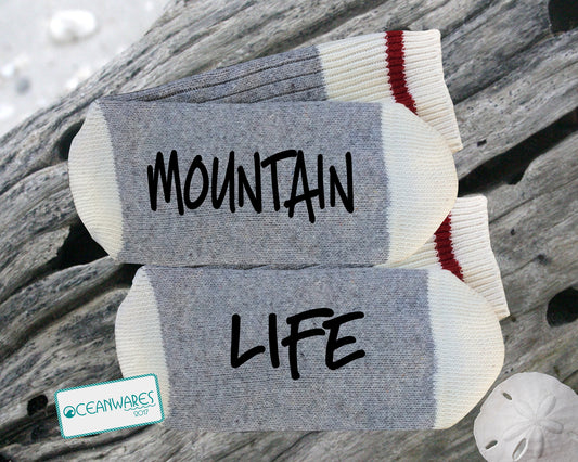 Mountain Life, SUPER SOFT NOVELTY WORD SOCKS.