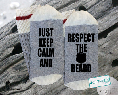 Beard gift, Respect the beard, SUPER SOFT NOVELTY WORD SOCKS.