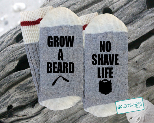 Beard gift, No shave life, grow a beard, Word SOCKS, SUPER SOFT NOVELTY WORD SOCKS.