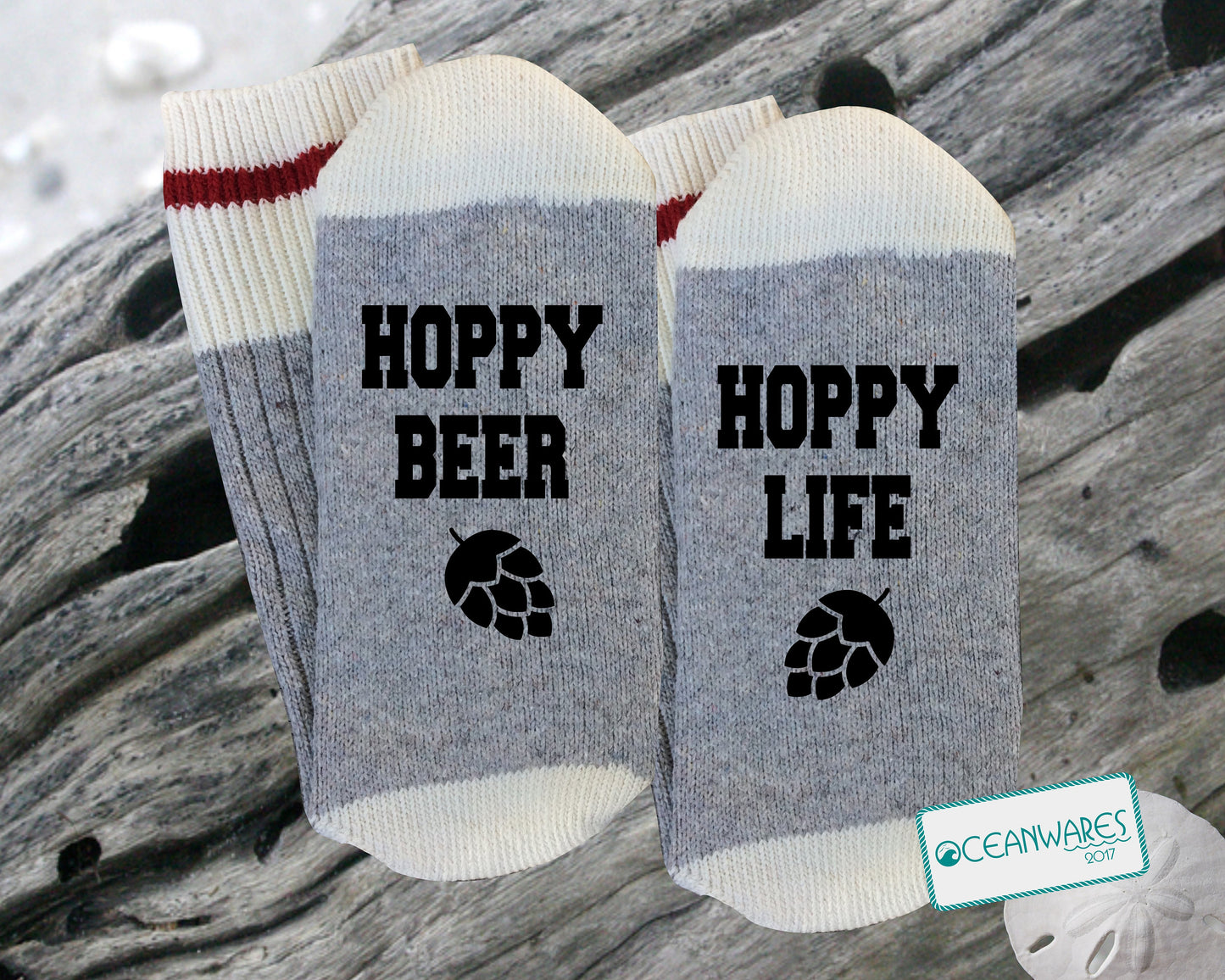 Hoppy Beer, Hoppy Life, Craft Beer, SUPER SOFT NOVELTY WORD SOCKS.