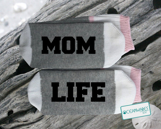 Mom Life, Mom gift, new Mom,  SUPER SOFT NOVELTY WORD SOCKS.