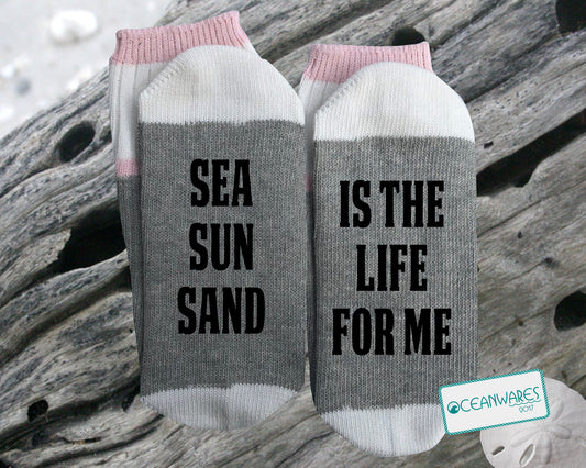 Sun Sea Sand, SUPER SOFT NOVELTY WORD SOCKS.
