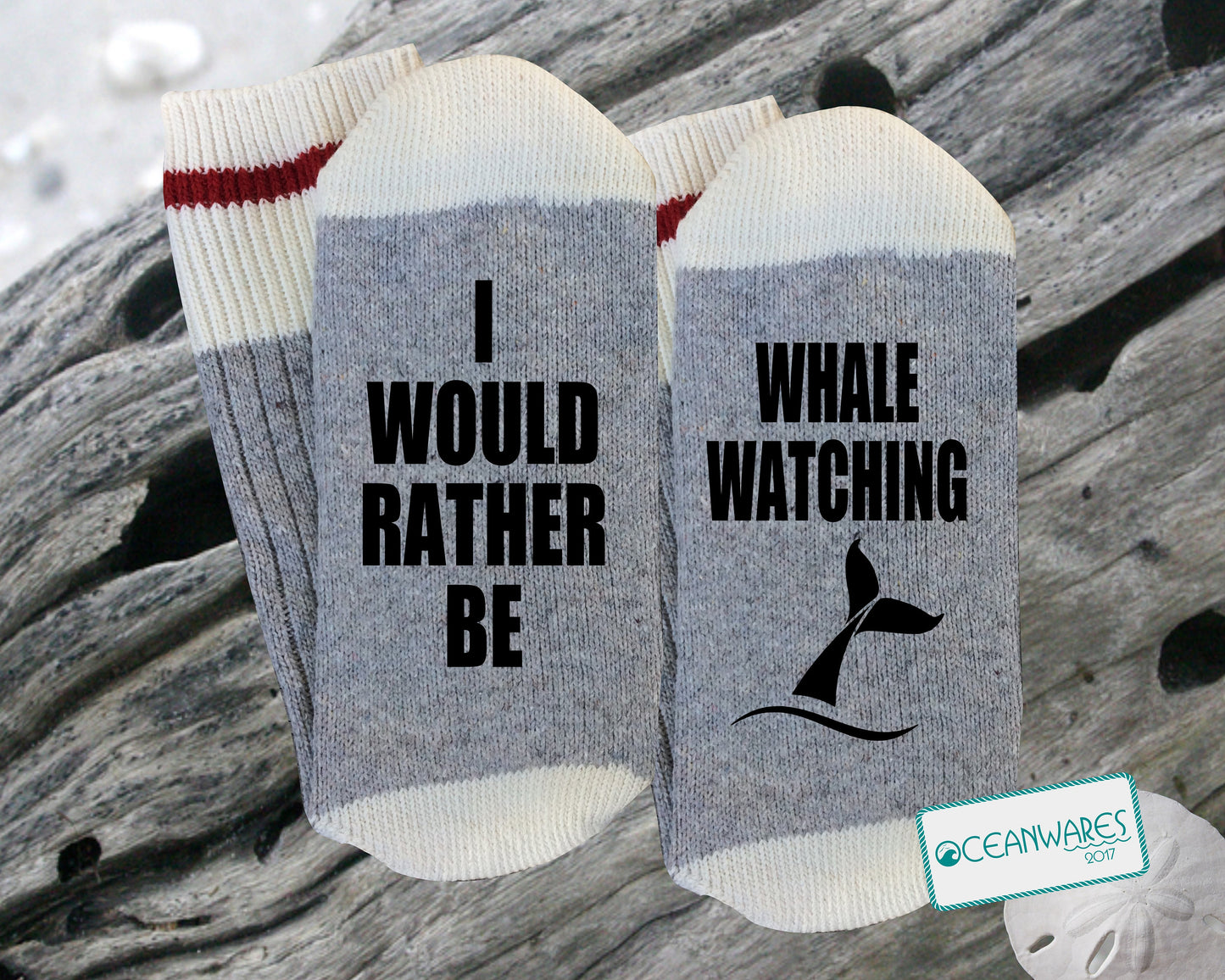 Whale Watching, SUPER SOFT NOVELTY WORD SOCKS.