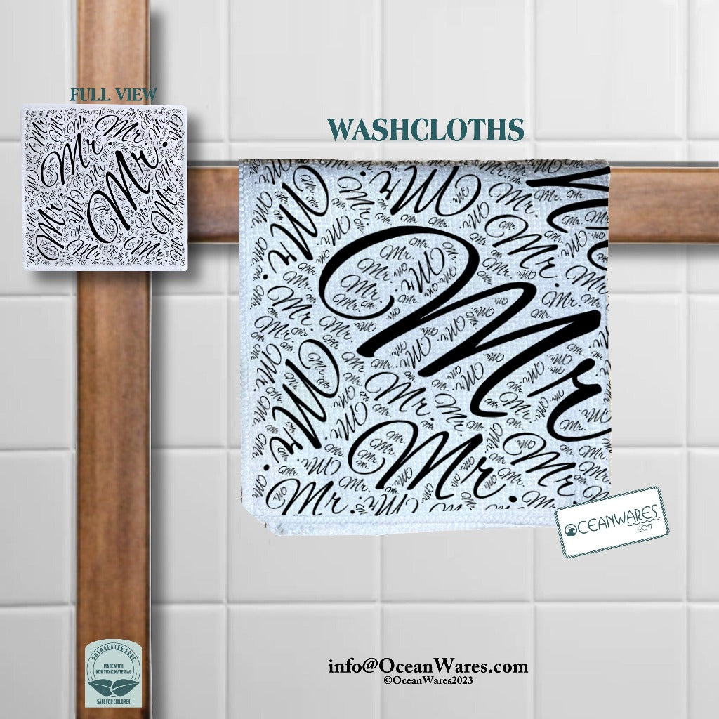 Personalized Custom Mr or Mrs Washcloths - Add Elegance to Bath Time.