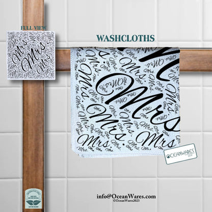 Personalized Custom Mr or Mrs Washcloths - Add Elegance to Bath Time.