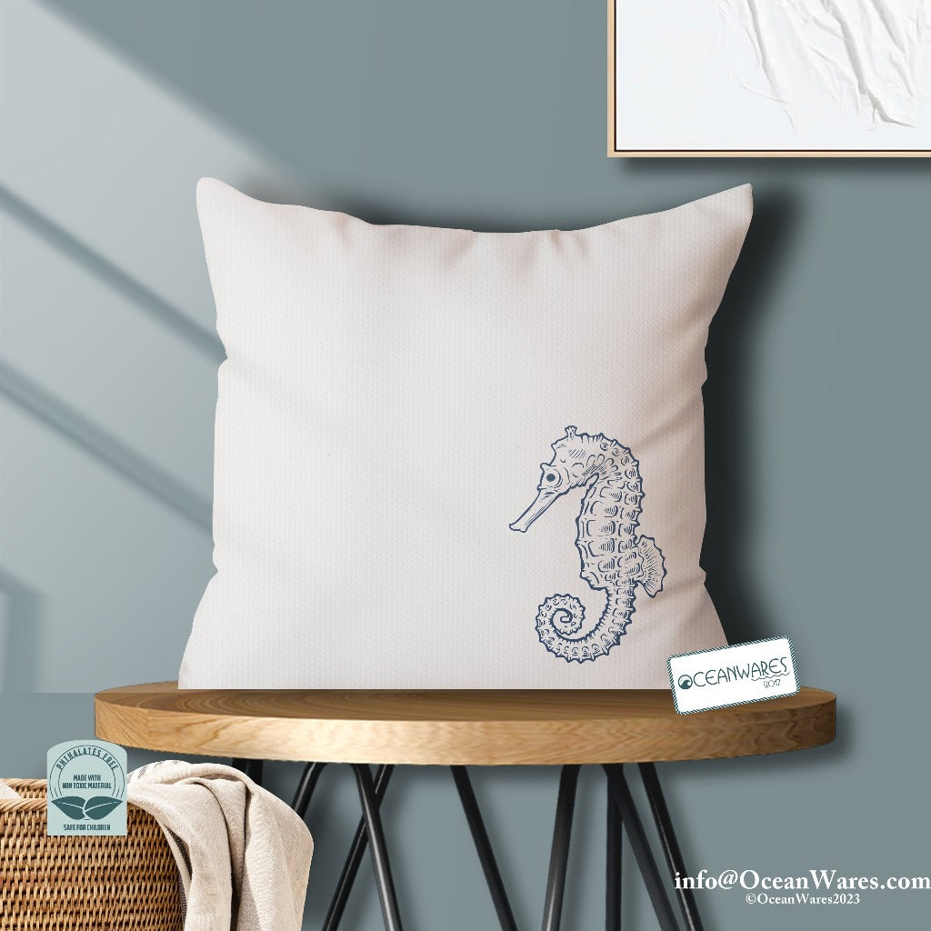 Coastal Seahorse Throw Pillow, Coastal Collection, Beach House Decor,