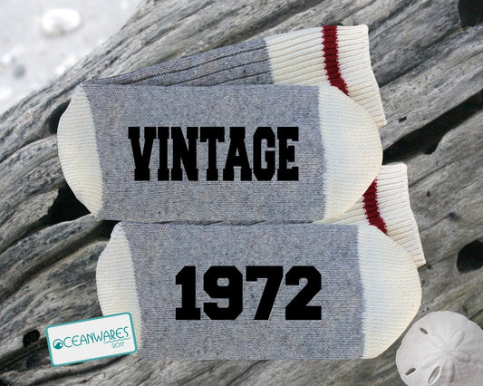 Vintage 1972, 50th Birthday Gift for her, Fifty AF, Fifty Birthday, 50th, SUPER SOFT NOVELTY WORD SOCKS.